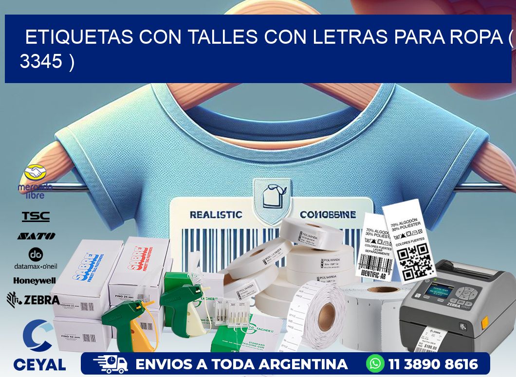 ETIQUETAS CON TALLES CON LETRAS PARA ROPA ( 3345 )