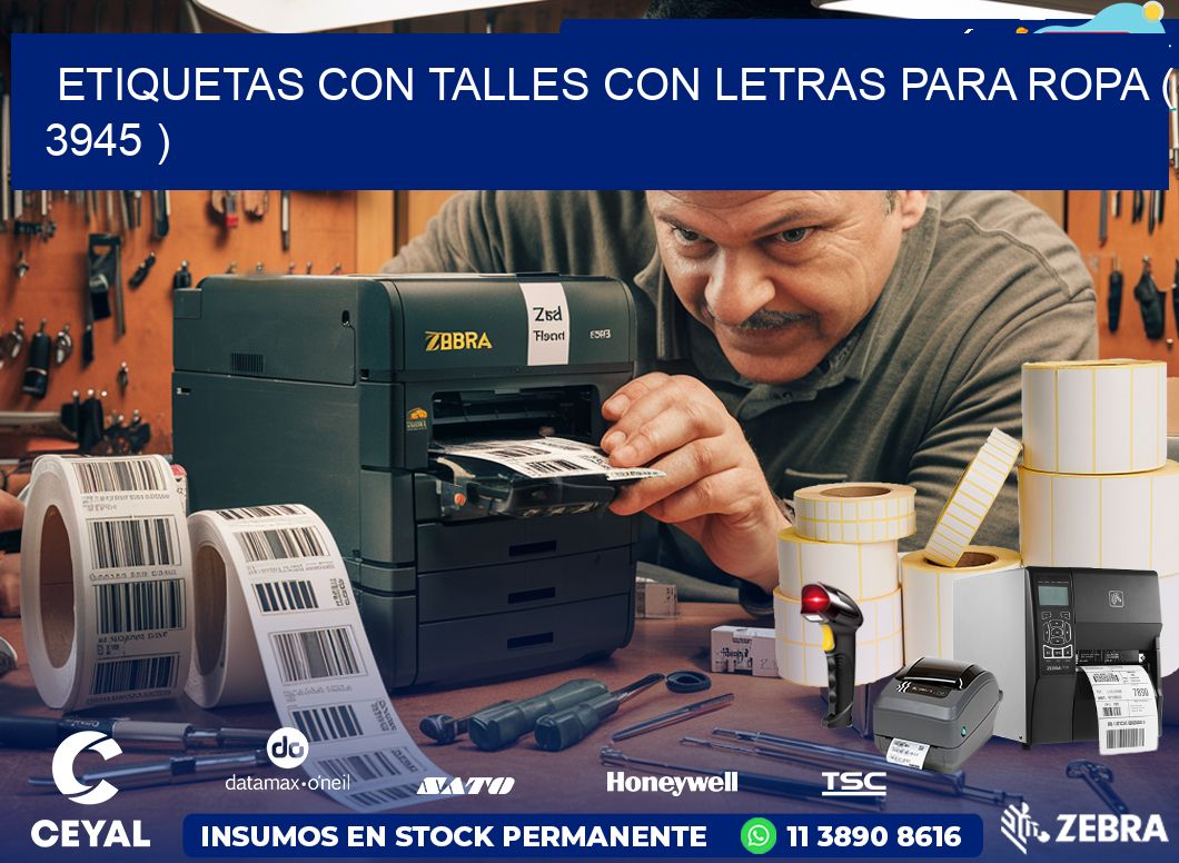 ETIQUETAS CON TALLES CON LETRAS PARA ROPA ( 3945 )