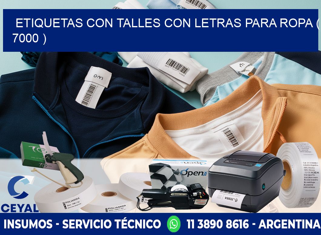 ETIQUETAS CON TALLES CON LETRAS PARA ROPA ( 7000 )