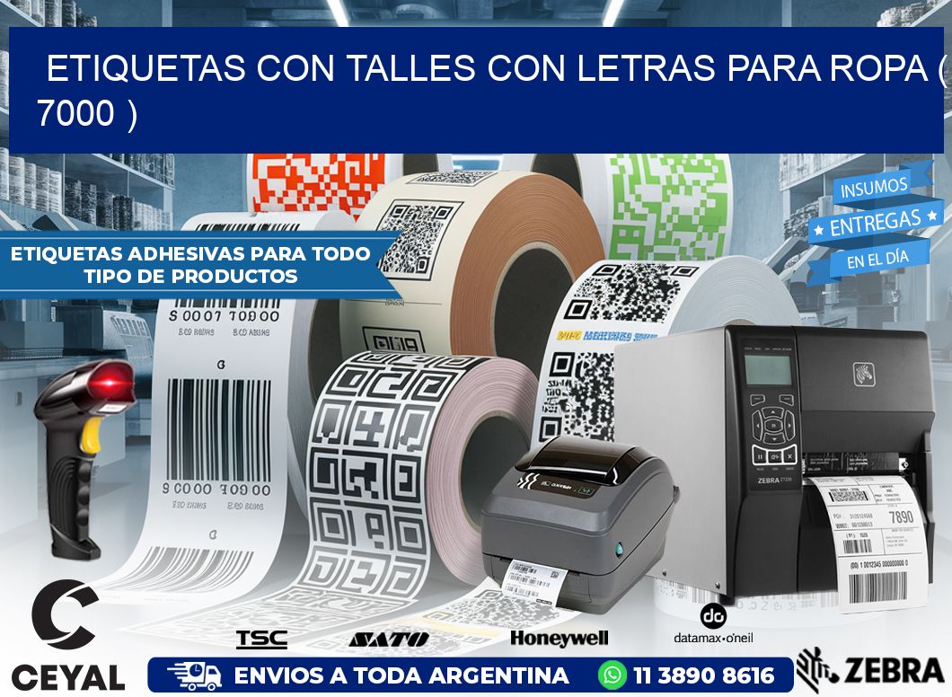 ETIQUETAS CON TALLES CON LETRAS PARA ROPA ( 7000 )