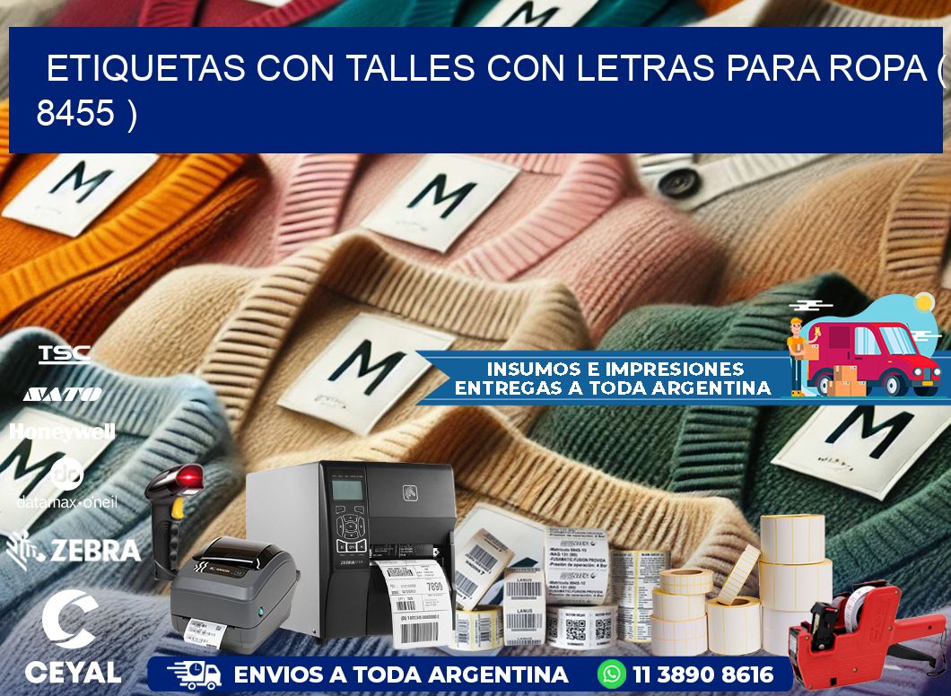 ETIQUETAS CON TALLES CON LETRAS PARA ROPA ( 8455 )