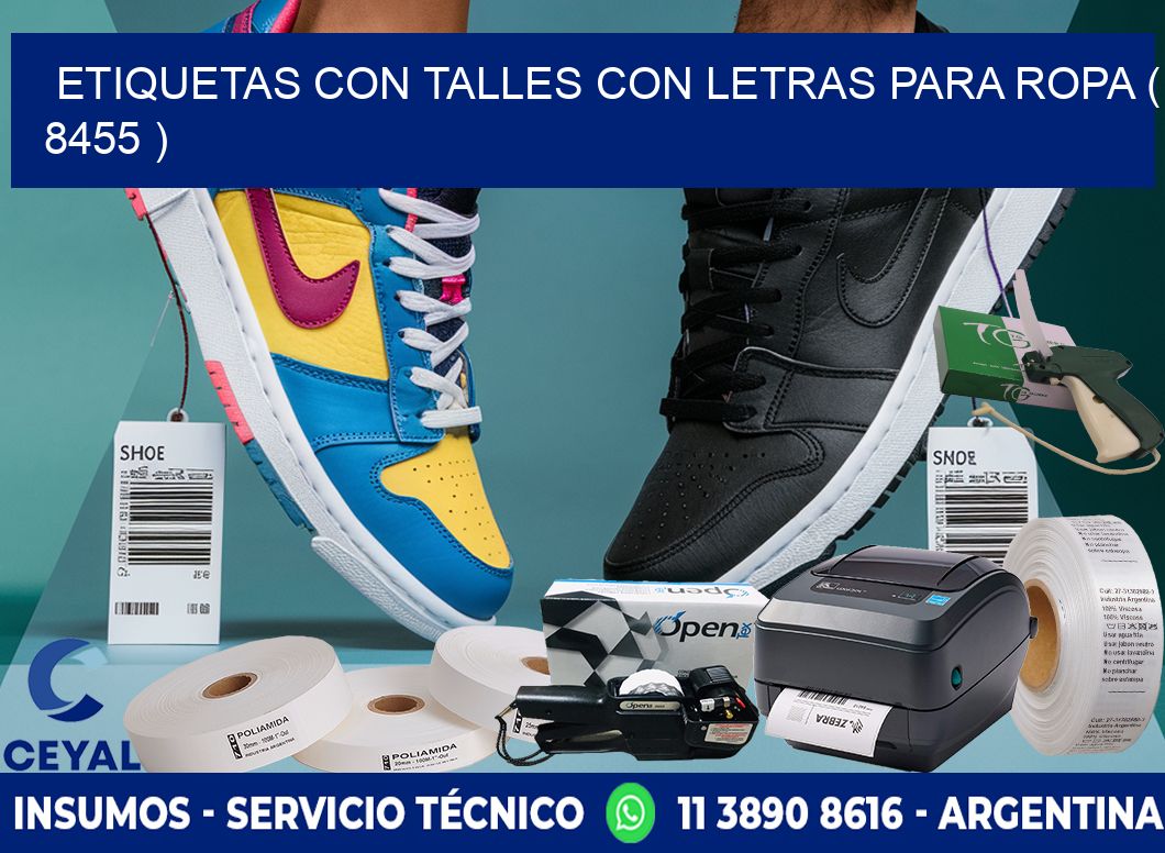 ETIQUETAS CON TALLES CON LETRAS PARA ROPA ( 8455 )