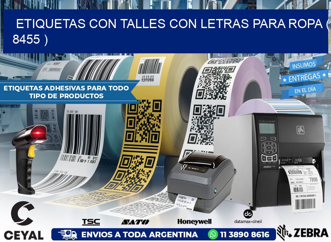 ETIQUETAS CON TALLES CON LETRAS PARA ROPA ( 8455 )