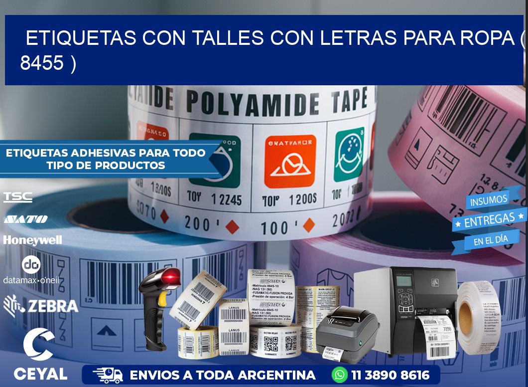 ETIQUETAS CON TALLES CON LETRAS PARA ROPA ( 8455 )
