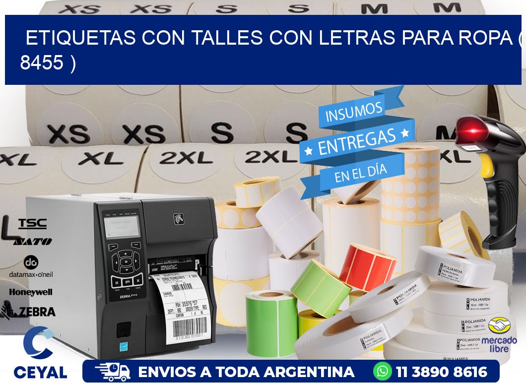 ETIQUETAS CON TALLES CON LETRAS PARA ROPA ( 8455 )
