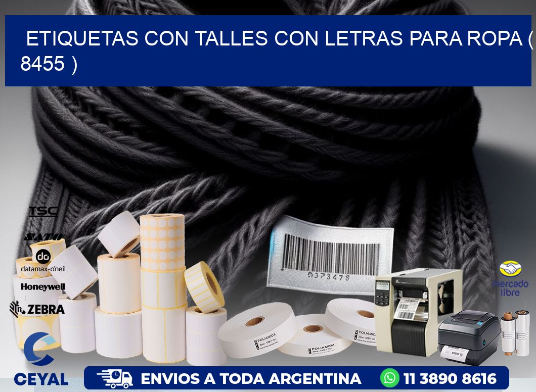 ETIQUETAS CON TALLES CON LETRAS PARA ROPA ( 8455 )