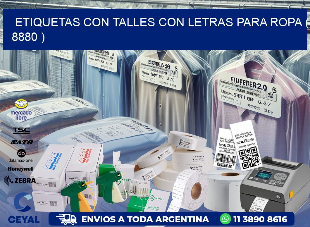 ETIQUETAS CON TALLES CON LETRAS PARA ROPA ( 8880 )