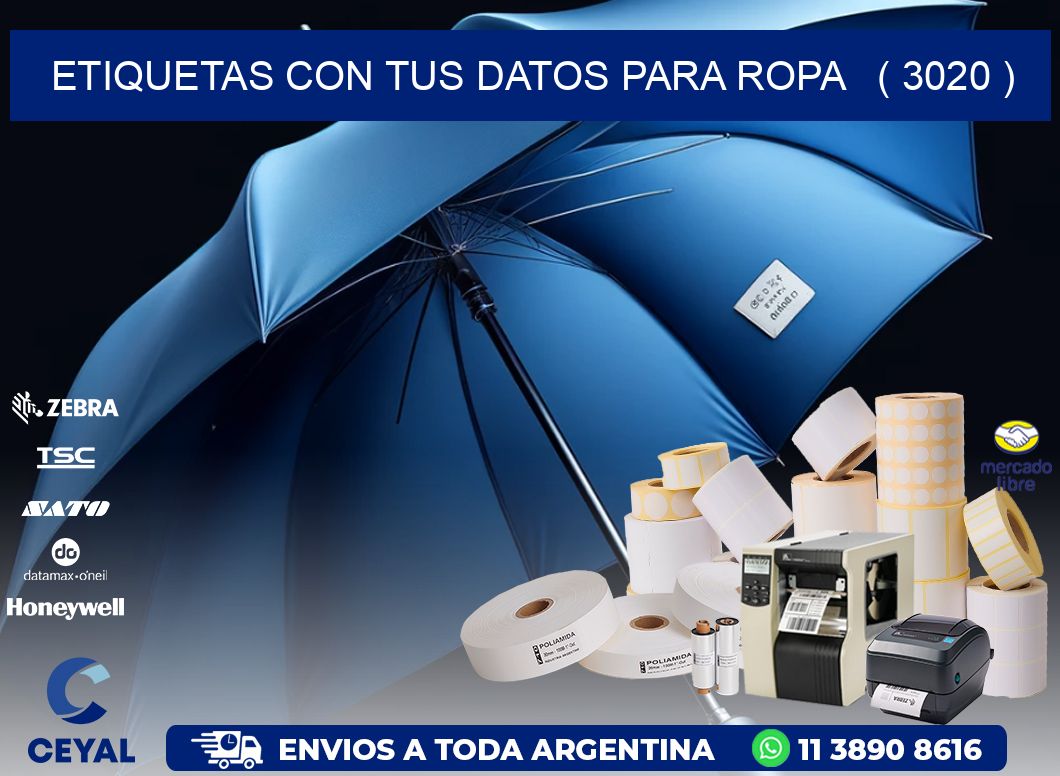 ETIQUETAS CON TUS DATOS PARA ROPA ( 3020 )