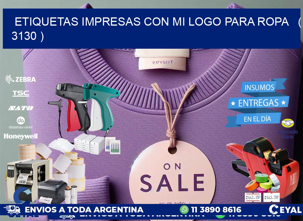 ETIQUETAS IMPRESAS CON MI LOGO PARA ROPA ( 3130 )