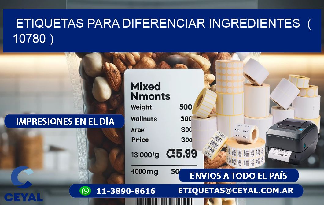 ETIQUETAS PARA DIFERENCIAR INGREDIENTES  ( 10780 )