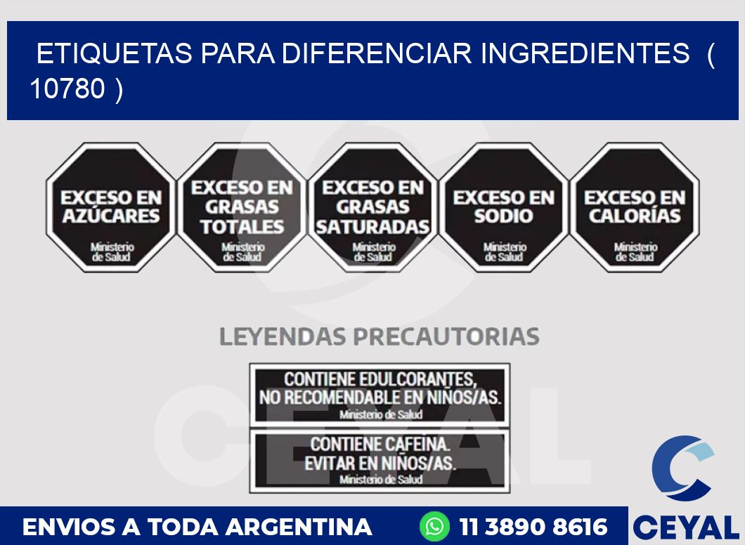 ETIQUETAS PARA DIFERENCIAR INGREDIENTES  ( 10780 )
