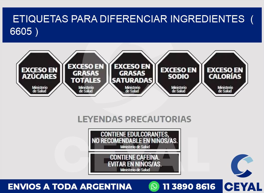 ETIQUETAS PARA DIFERENCIAR INGREDIENTES  ( 6605 )