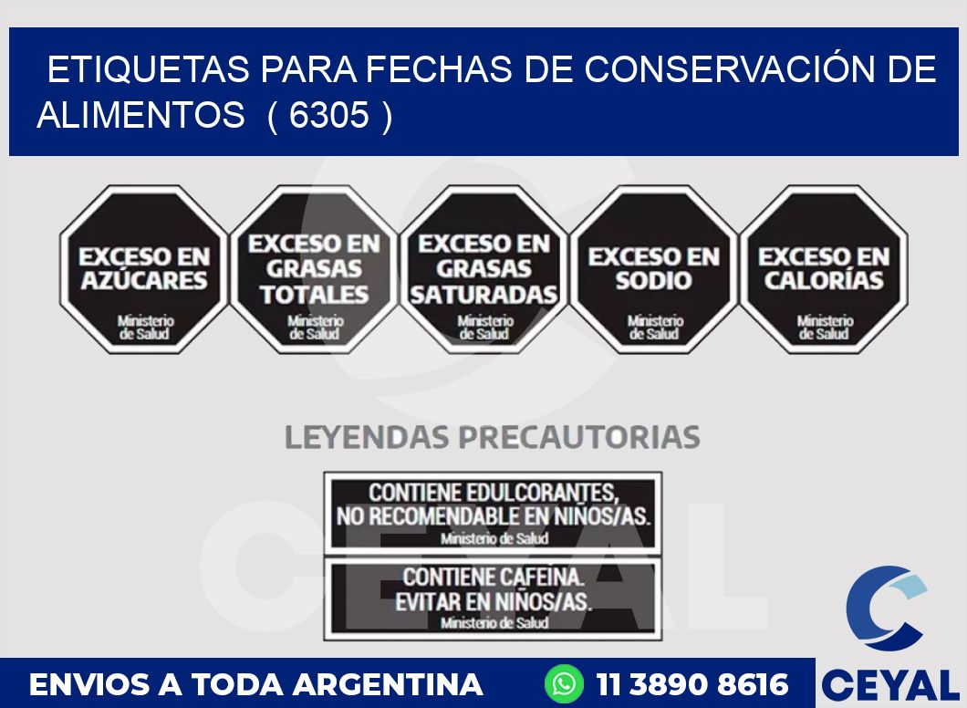 ETIQUETAS PARA FECHAS DE CONSERVACIÓN DE ALIMENTOS  ( 6305 )