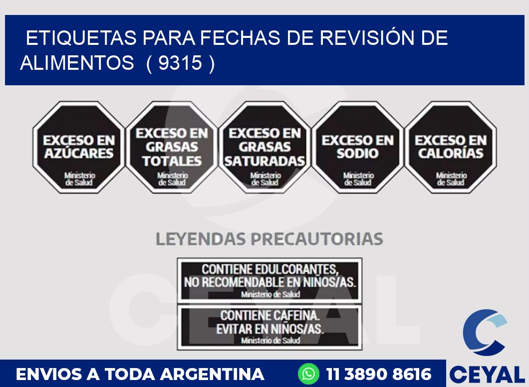 ETIQUETAS PARA FECHAS DE REVISIÓN DE ALIMENTOS  ( 9315 )