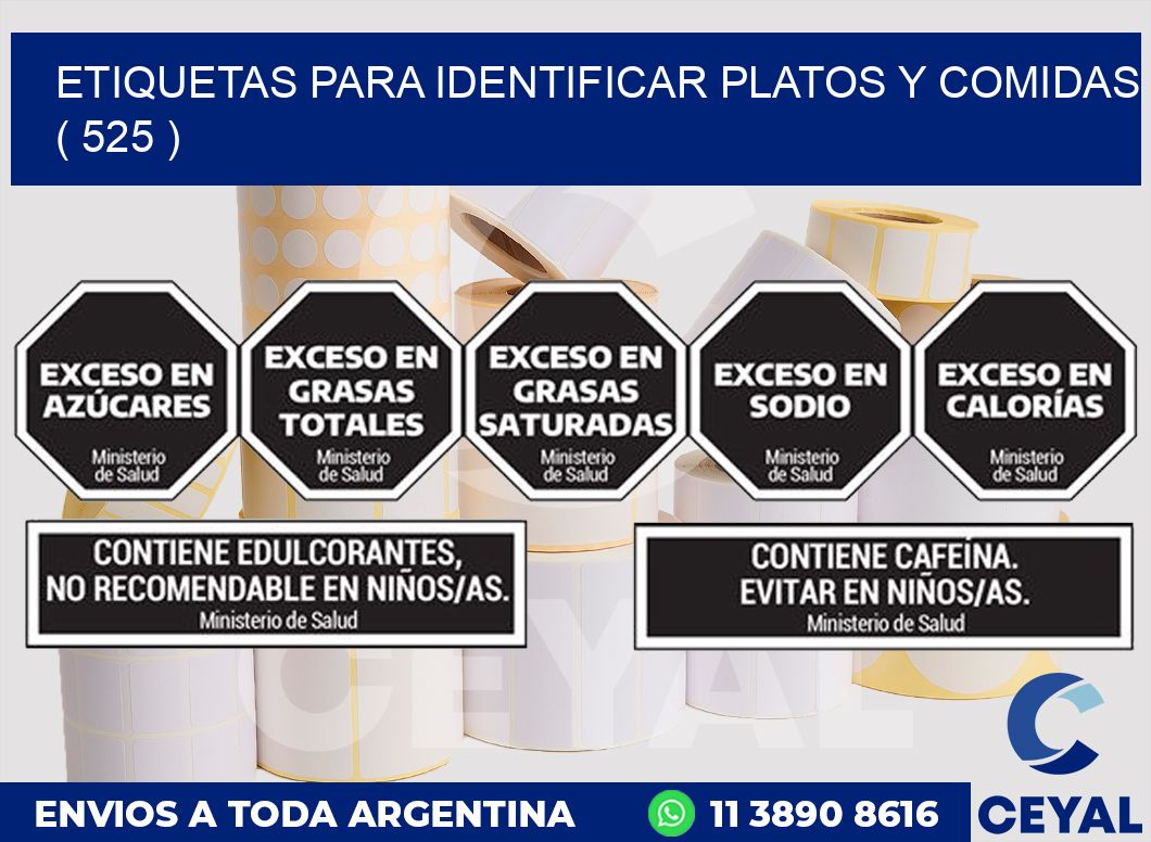 ETIQUETAS PARA IDENTIFICAR PLATOS Y COMIDAS ( 525 )