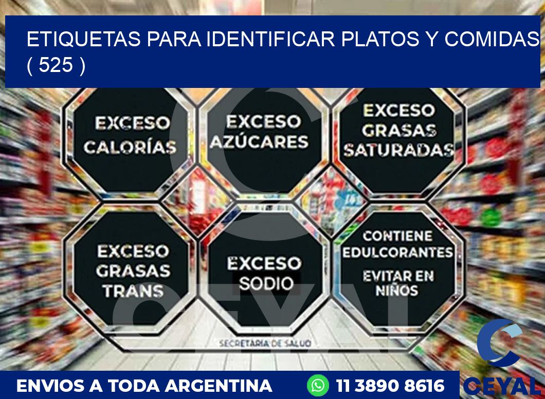 ETIQUETAS PARA IDENTIFICAR PLATOS Y COMIDAS ( 525 )