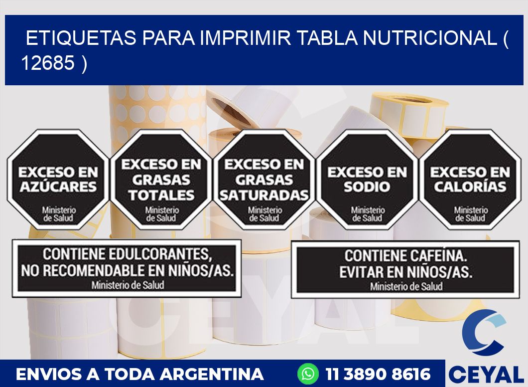 ETIQUETAS PARA IMPRIMIR TABLA NUTRICIONAL ( 12685 )