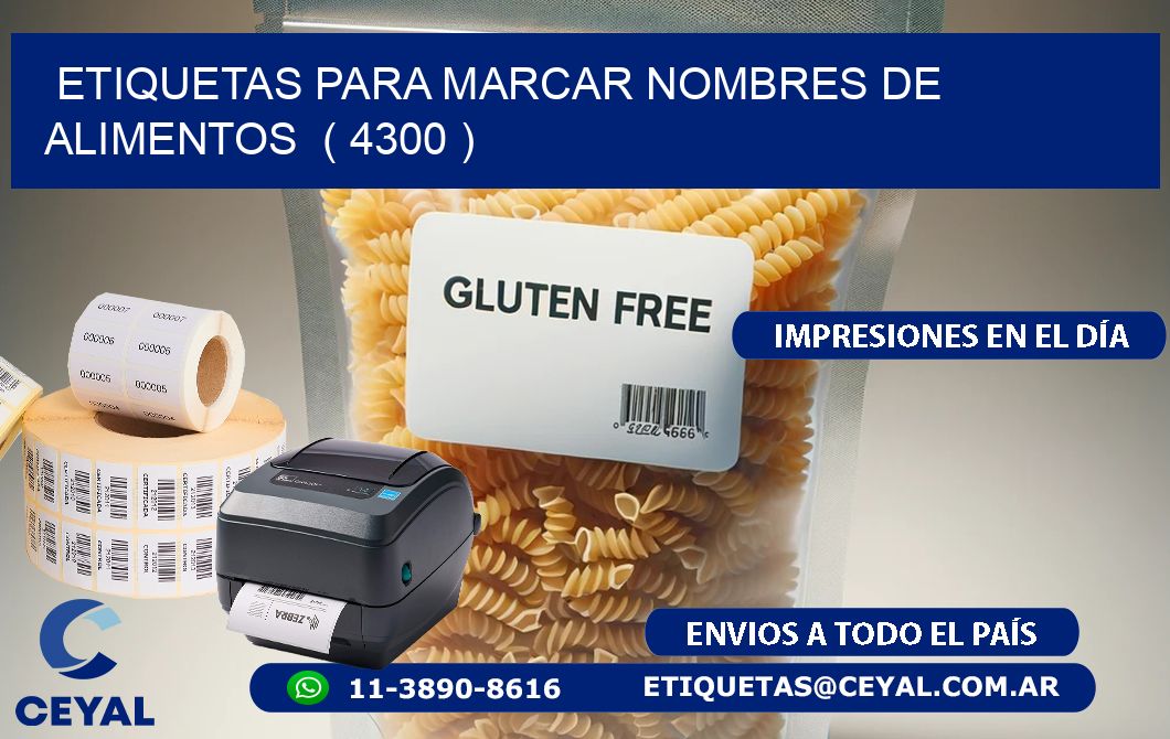 ETIQUETAS PARA MARCAR NOMBRES DE ALIMENTOS ( 4300 )