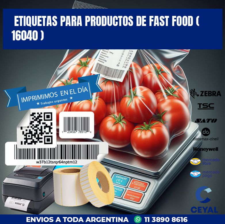 ETIQUETAS PARA PRODUCTOS DE FAST FOOD ( 16040 )