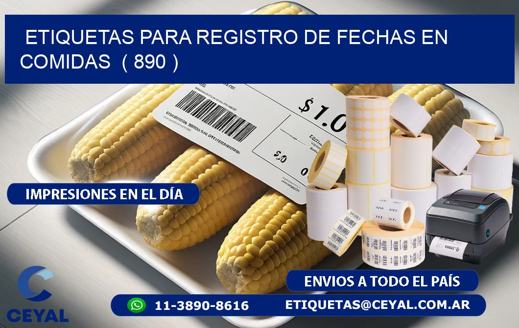 ETIQUETAS PARA REGISTRO DE FECHAS EN COMIDAS  ( 890 )