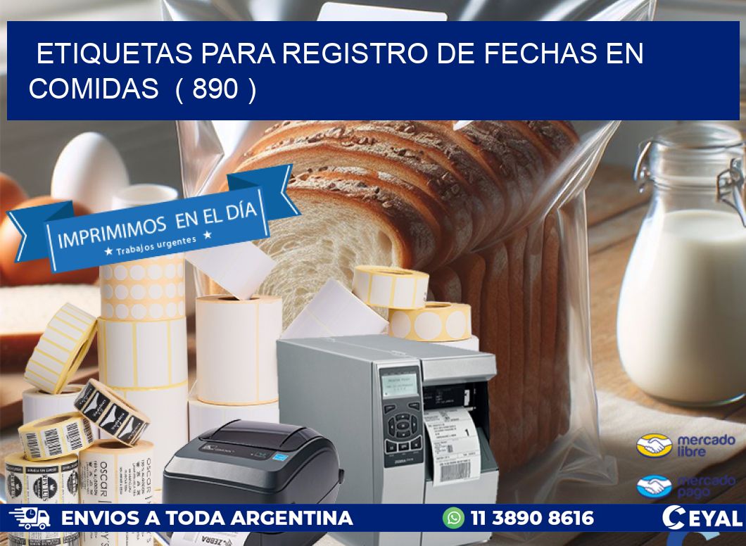 ETIQUETAS PARA REGISTRO DE FECHAS EN COMIDAS ( 890 )