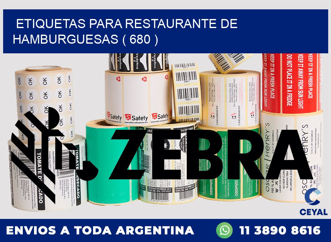 ETIQUETAS PARA RESTAURANTE DE HAMBURGUESAS ( 680 )