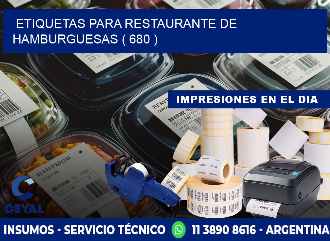 ETIQUETAS PARA RESTAURANTE DE HAMBURGUESAS ( 680 )