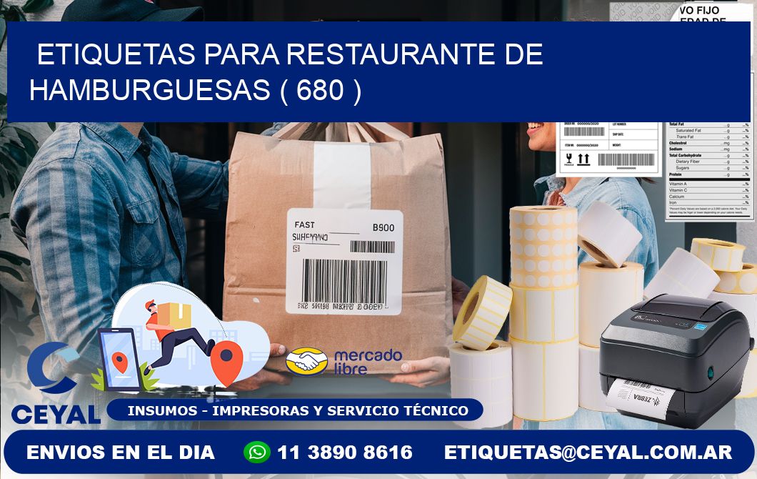 ETIQUETAS PARA RESTAURANTE DE HAMBURGUESAS ( 680 )