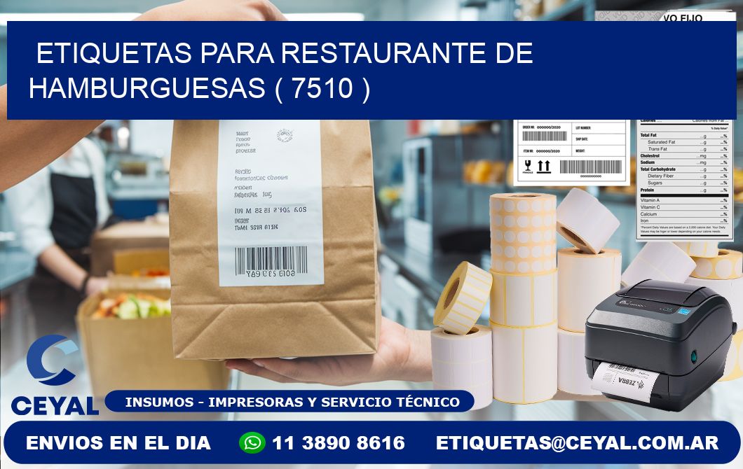 ETIQUETAS PARA RESTAURANTE DE HAMBURGUESAS ( 7510 )