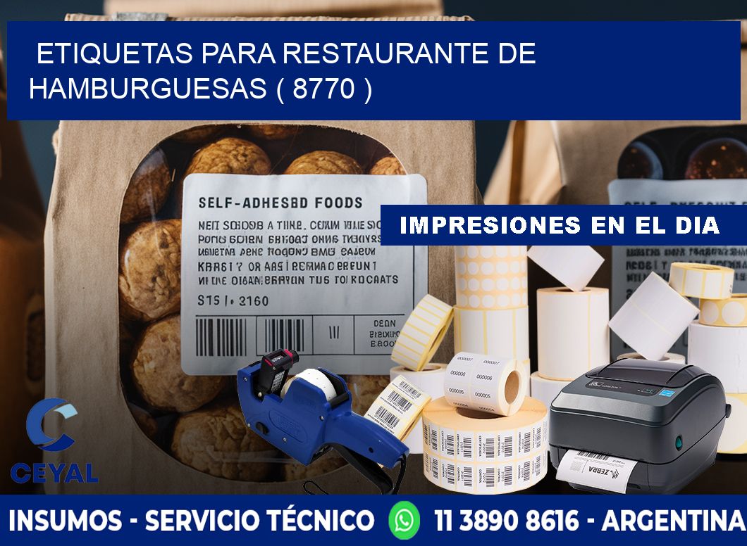 ETIQUETAS PARA RESTAURANTE DE HAMBURGUESAS ( 8770 )