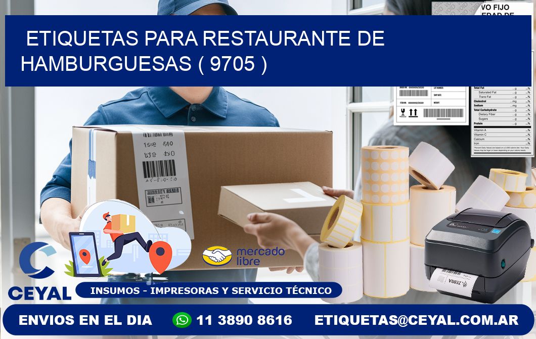 ETIQUETAS PARA RESTAURANTE DE HAMBURGUESAS ( 9705 )