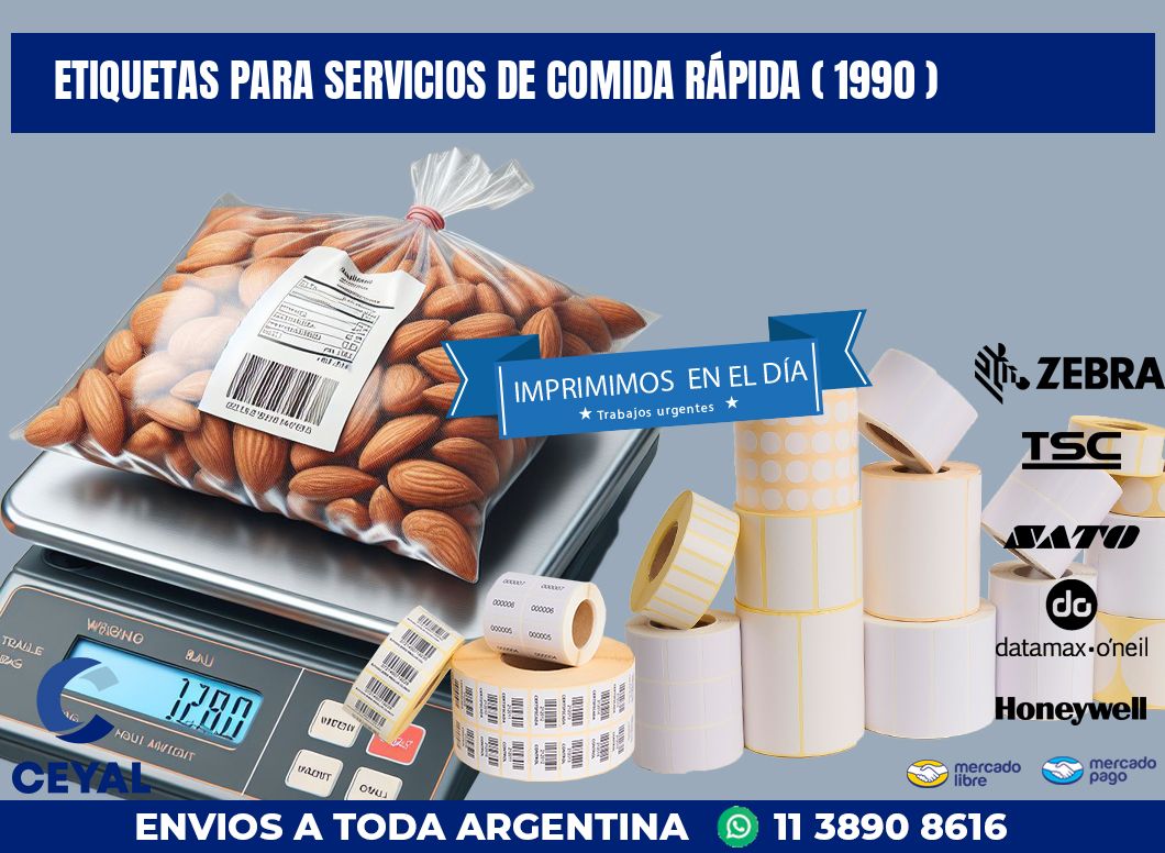 ETIQUETAS PARA SERVICIOS DE COMIDA RÁPIDA ( 1990 )