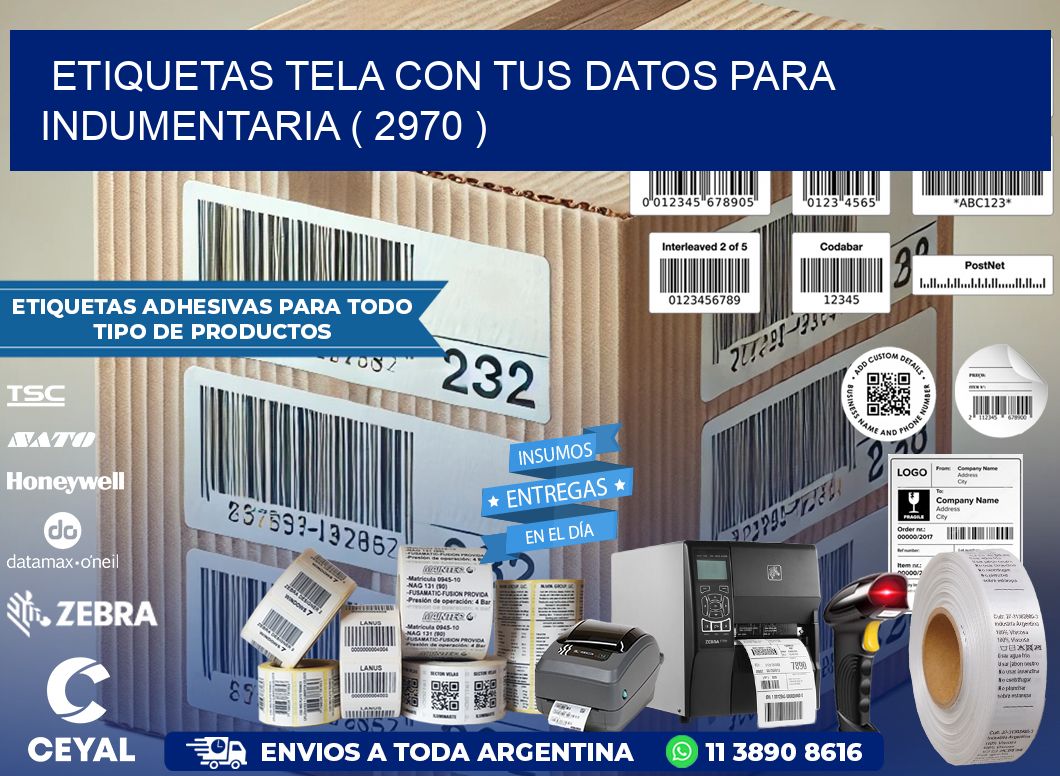 ETIQUETAS TELA CON TUS DATOS PARA INDUMENTARIA ( 2970 )