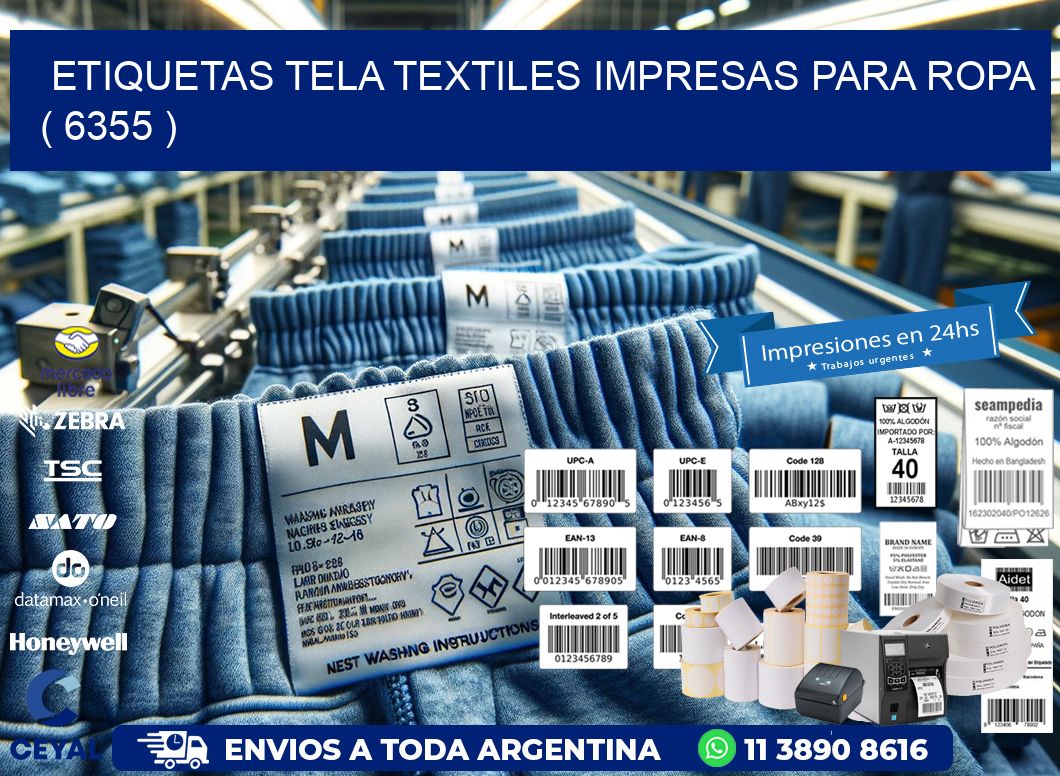 ETIQUETAS TELA TEXTILES IMPRESAS PARA ROPA ( 6355 )