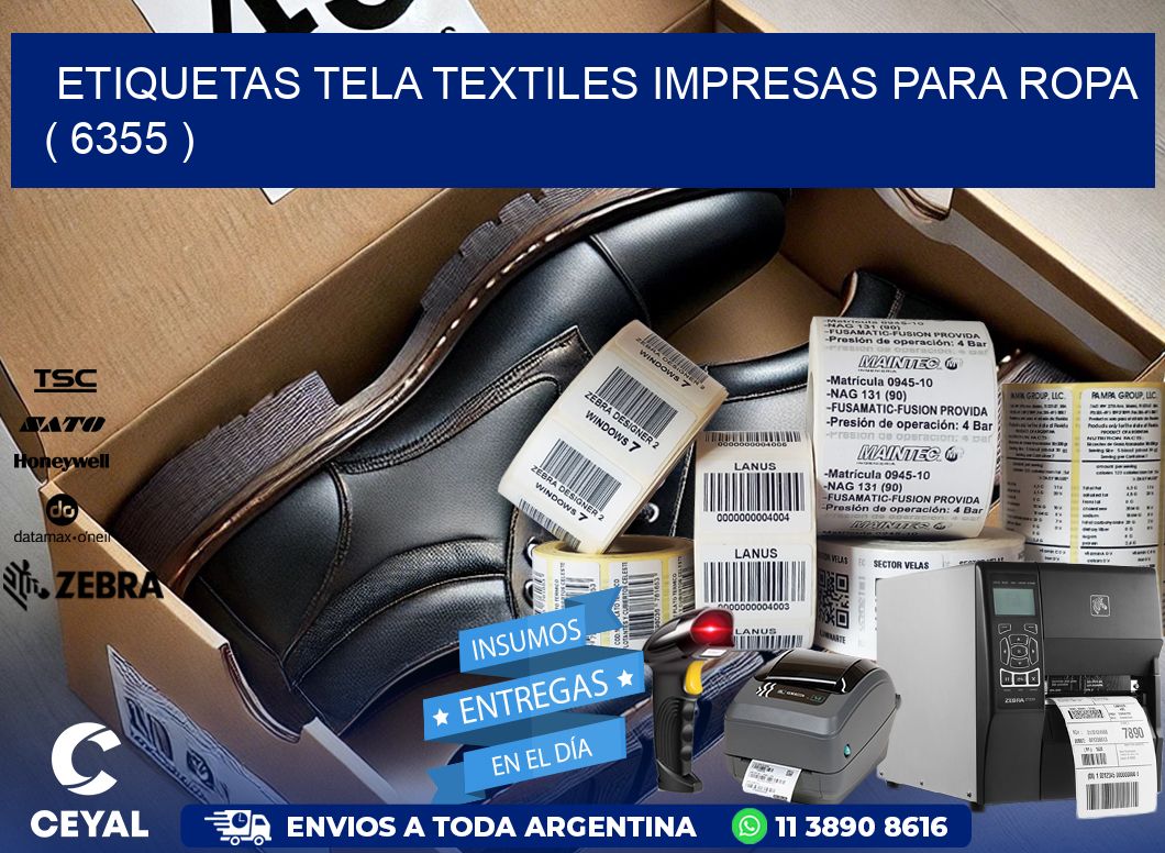 ETIQUETAS TELA TEXTILES IMPRESAS PARA ROPA ( 6355 )