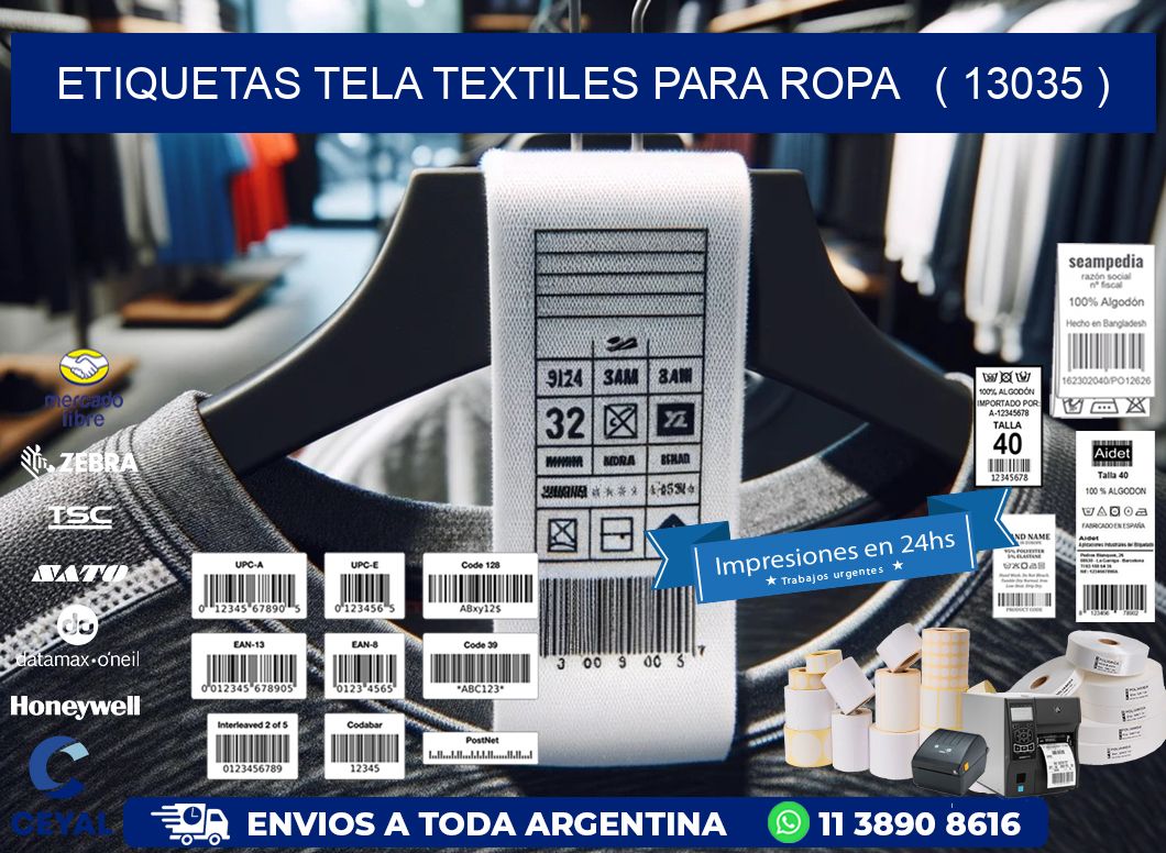 ETIQUETAS TELA TEXTILES PARA ROPA ( 13035 )
