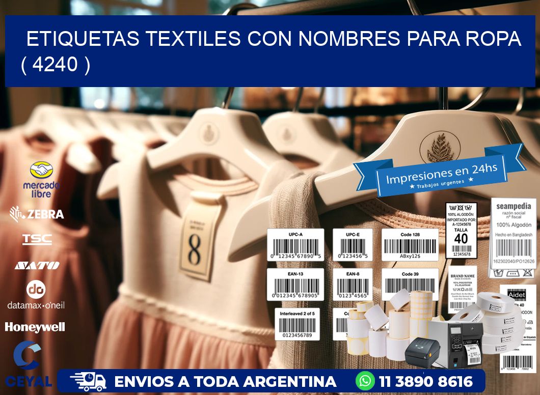 ETIQUETAS TEXTILES CON NOMBRES PARA ROPA ( 4240 )