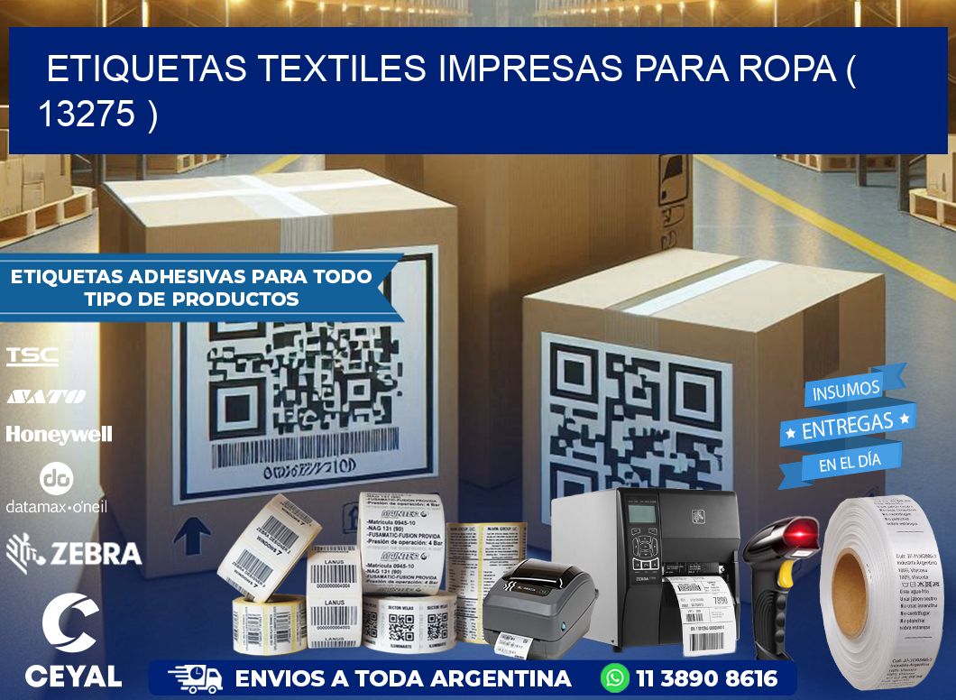 ETIQUETAS TEXTILES IMPRESAS PARA ROPA ( 13275 )