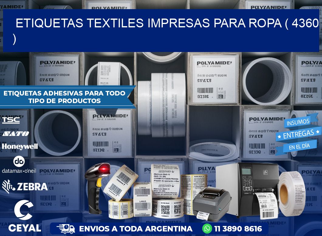 ETIQUETAS TEXTILES IMPRESAS PARA ROPA ( 4360 )