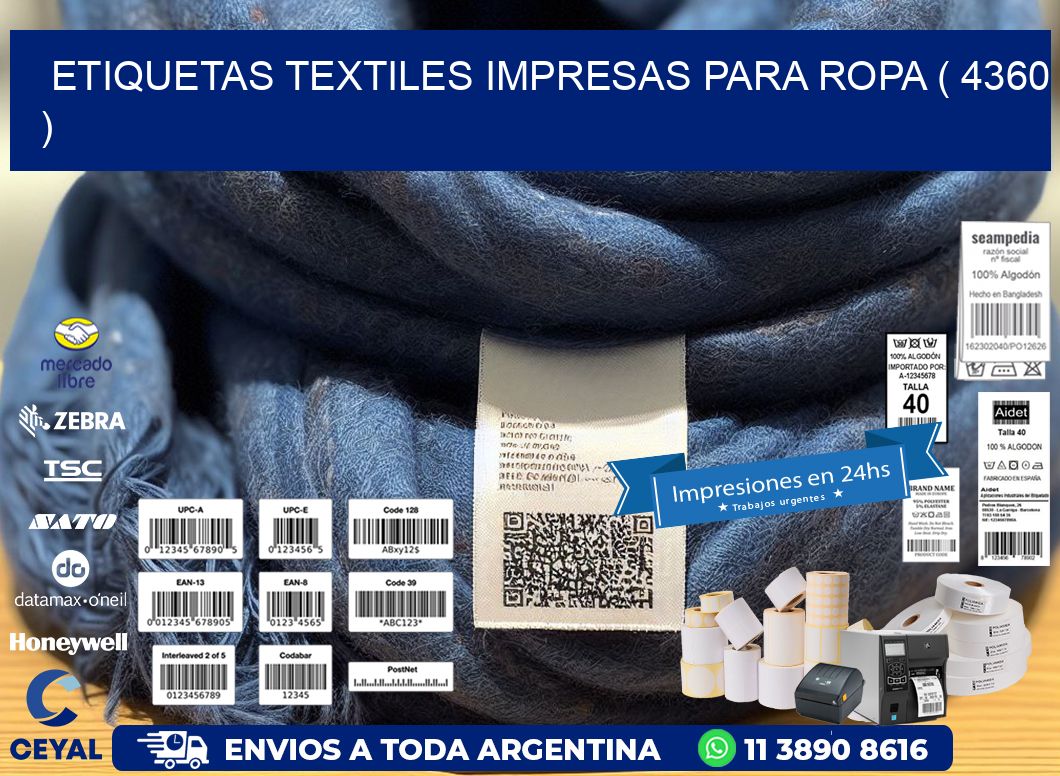 ETIQUETAS TEXTILES IMPRESAS PARA ROPA ( 4360 )