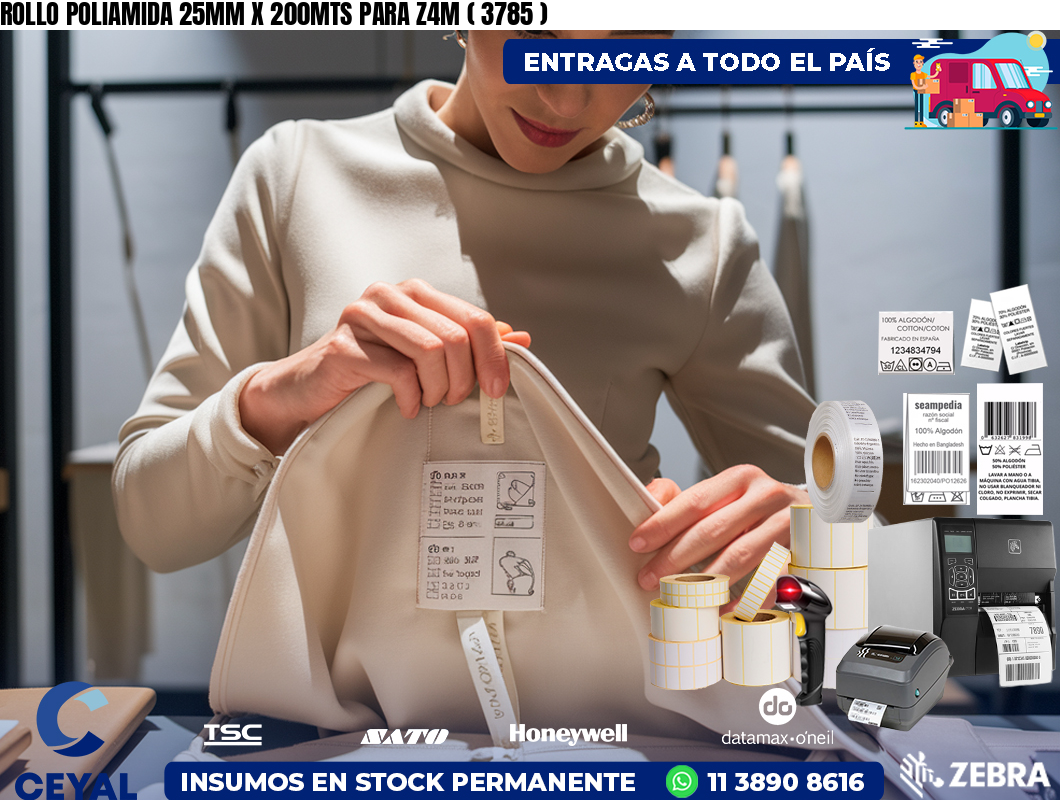 ROLLO POLIAMIDA 25MM X 200MTS PARA Z4M ( 3785 )