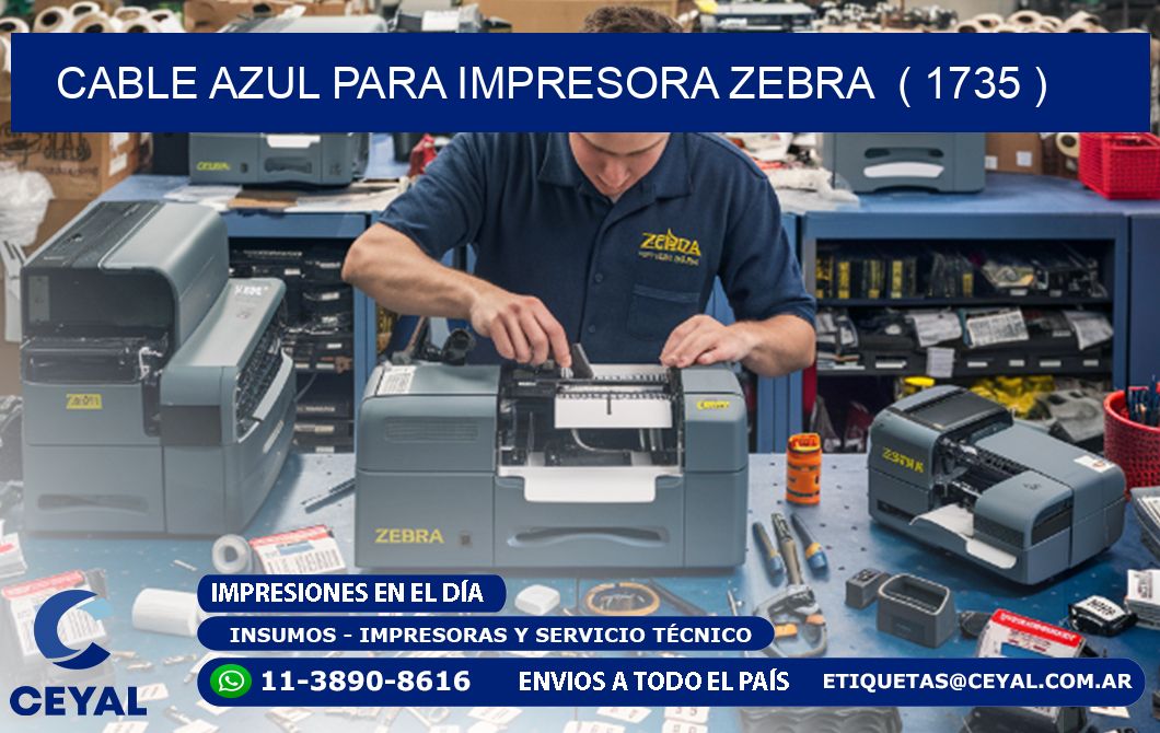 cable azul para impresora zebra ( 1735 )