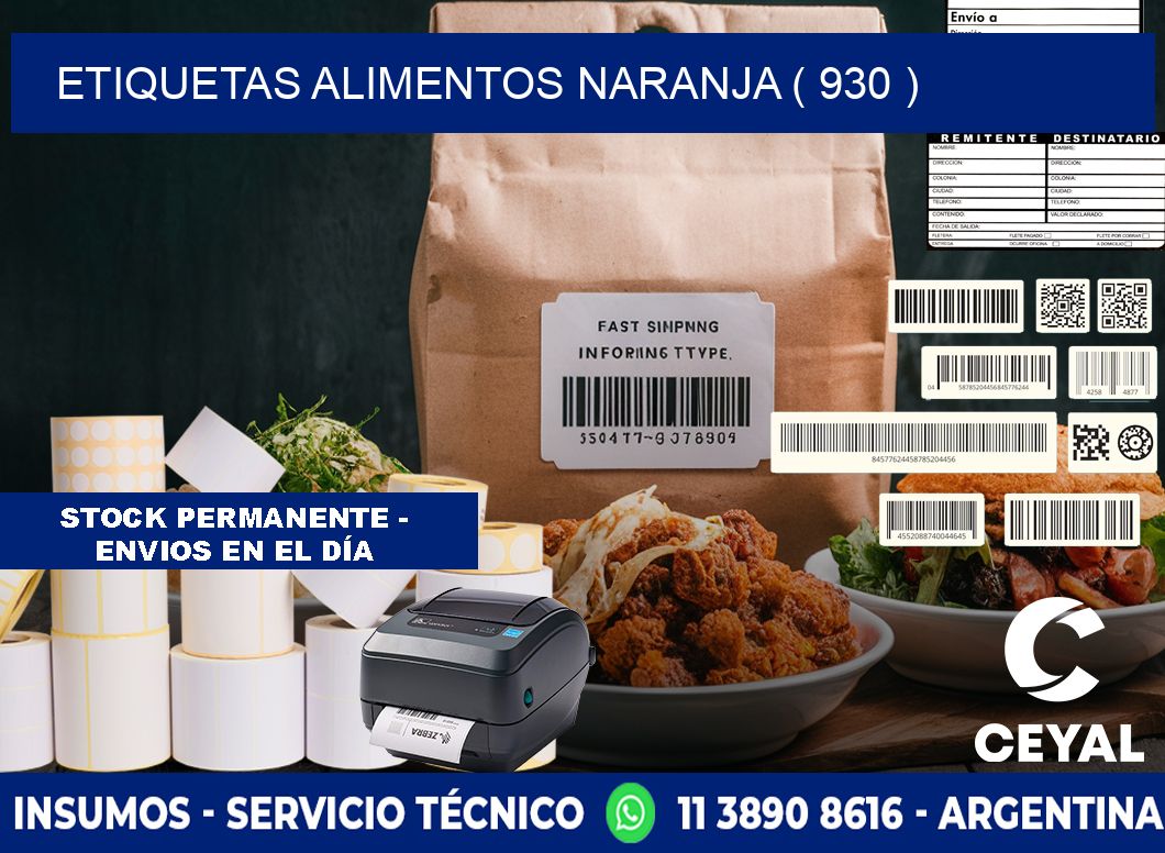 etiquetas alimentos naranja ( 930 )