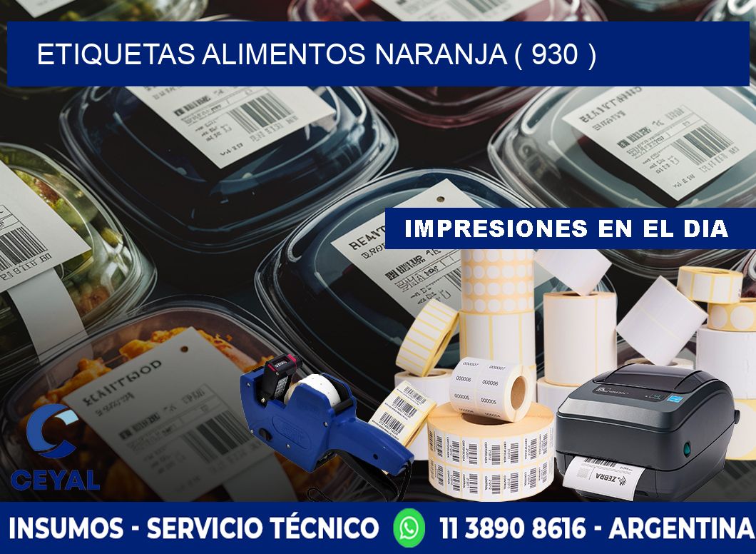 etiquetas alimentos naranja ( 930 )