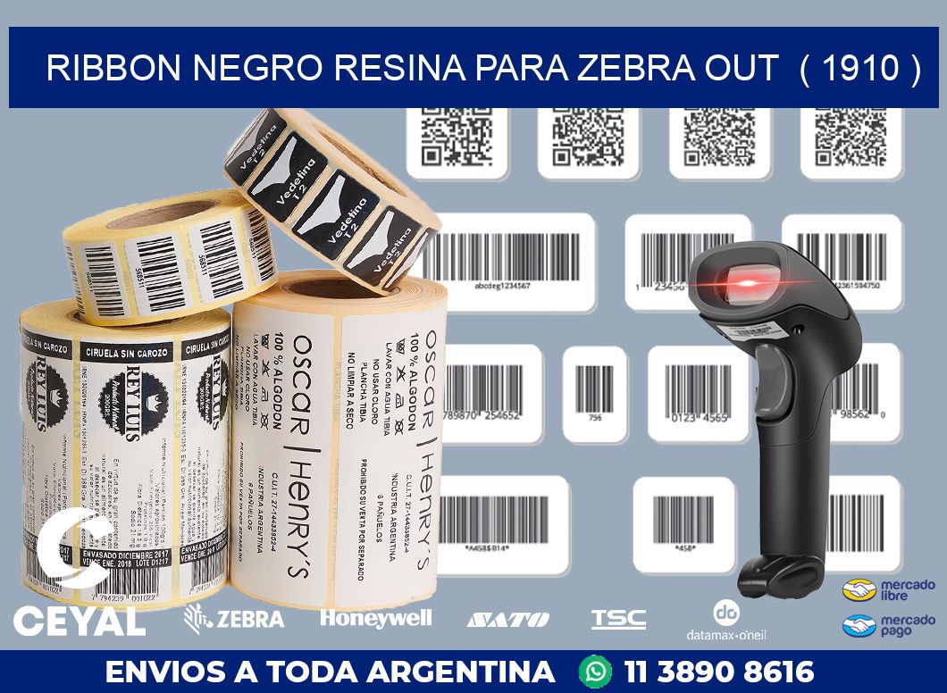RIBBON NEGRO RESINA PARA ZEBRA OUT ( 1910 )