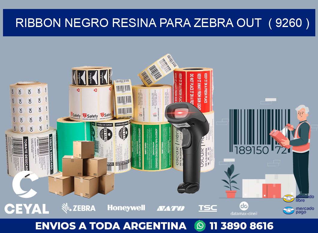 RIBBON NEGRO RESINA PARA ZEBRA OUT  ( 9260 )