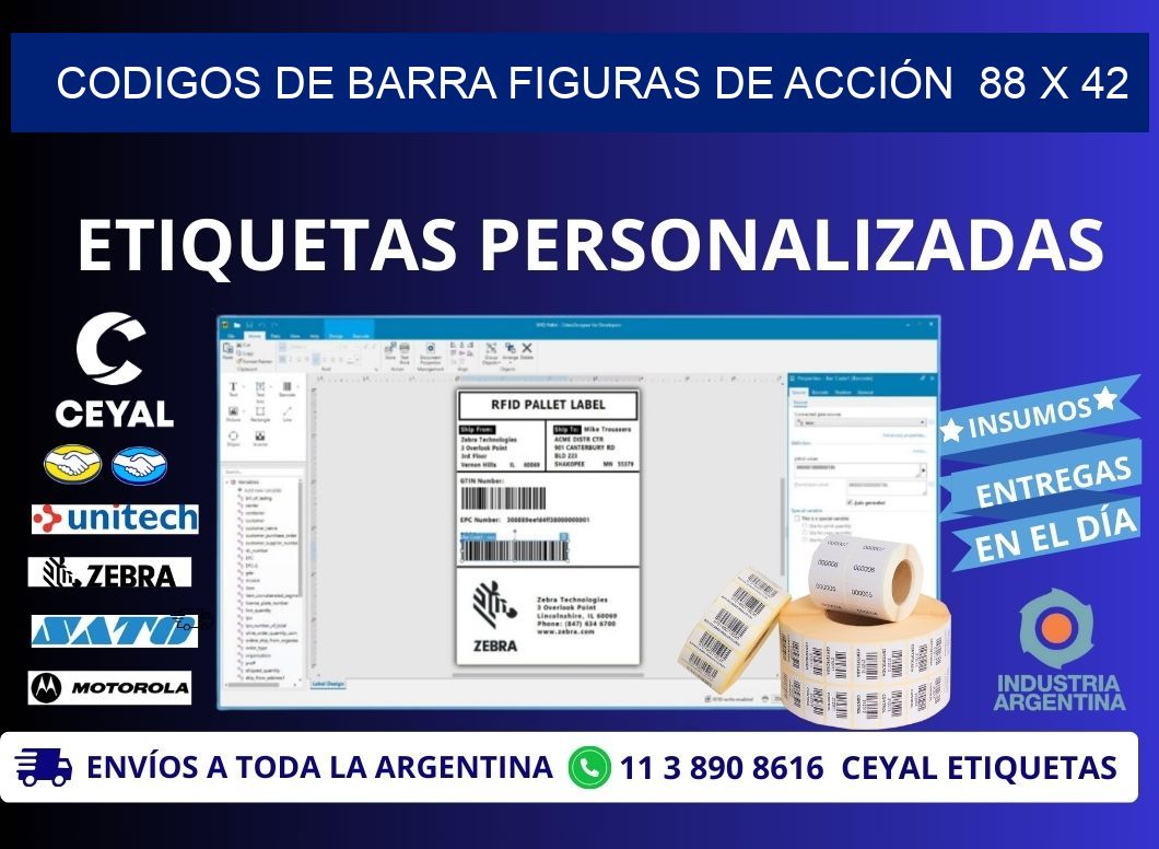 CODIGOS DE BARRA FIGURAS DE ACCIÓN  88 x 42