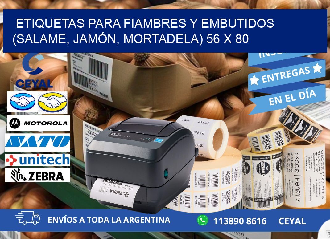ETIQUETAS PARA FIAMBRES Y EMBUTIDOS (SALAME, JAMÓN, MORTADELA) 56 x 80