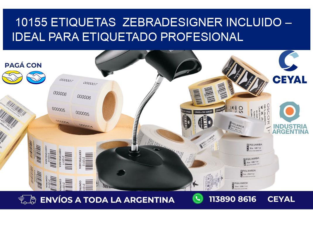 10155 etiquetas  ZebraDesigner Incluido – Ideal para Etiquetado Profesional