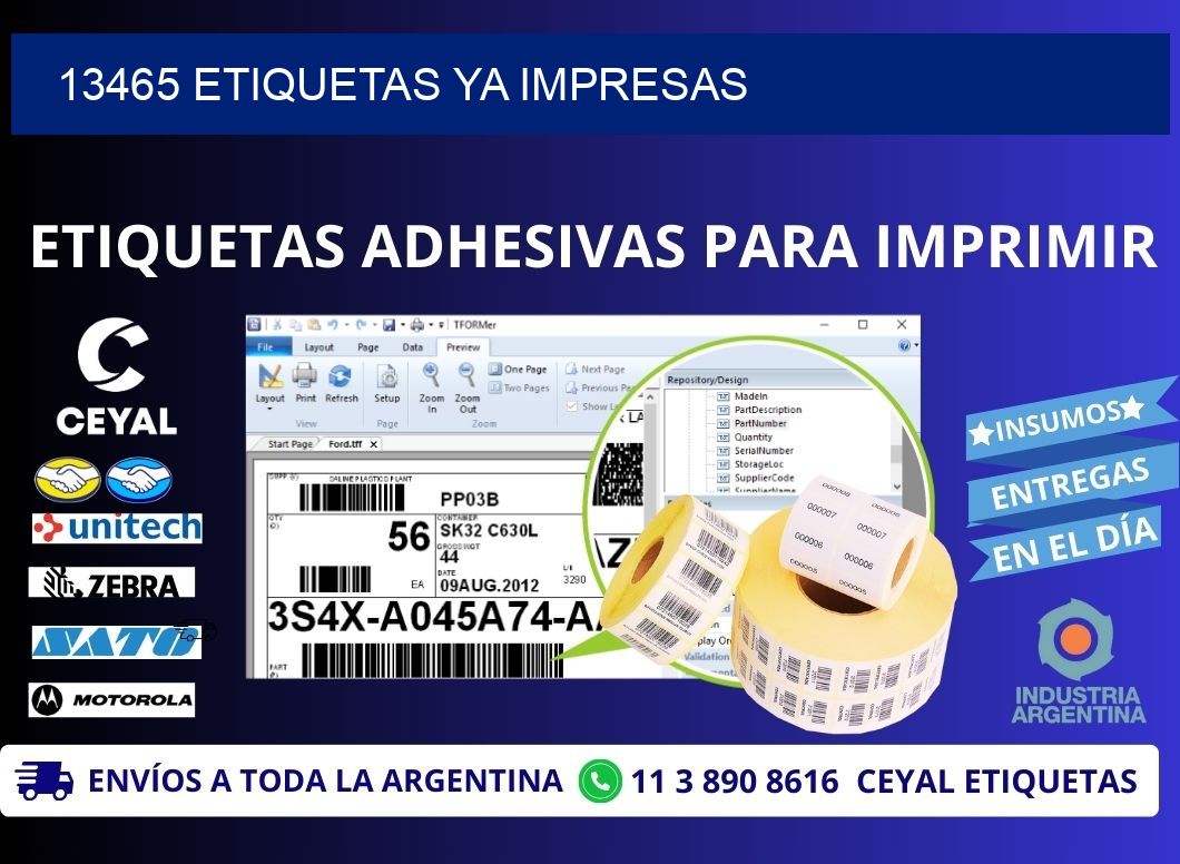 13465 ETIQUETAS YA IMPRESAS